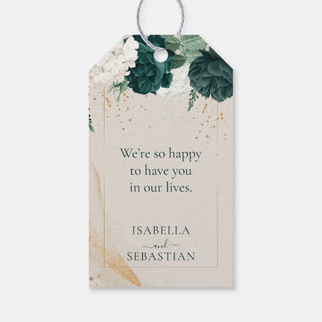 Étiquettes-cadeau Crème Neutre Lavande Touché Émeraude Vert (Dos)