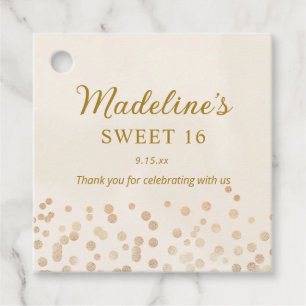 Étiquettes Cadeau Crème Or Paillettes Sweet 16 Merci