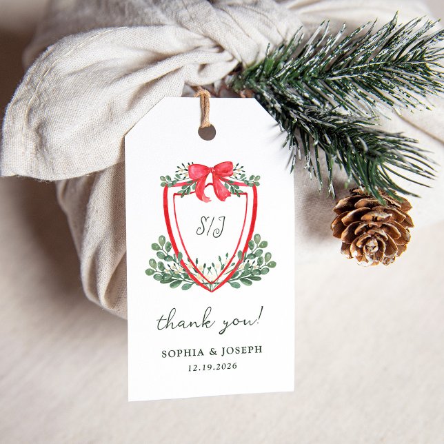 Étiquettes-cadeau Crest de Noël | Fête Whimsical Favoriser (Créateur téléchargé)