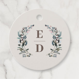 Étiquettes Cadeau Crest jardin Eggshell Monogramme Mariage