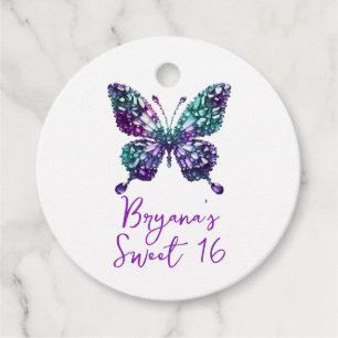 Étiquettes Cadeau Cristal d'Alexandrite Papillon sarcelle Pierre de