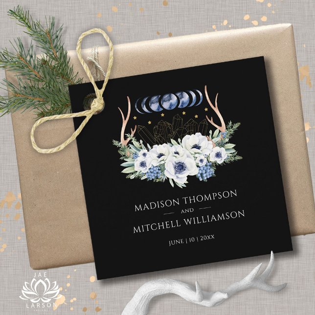 Étiquettes Cadeau Cristaux de lune Fleurs Boho Mariage métaphysique (Créateur téléchargé)