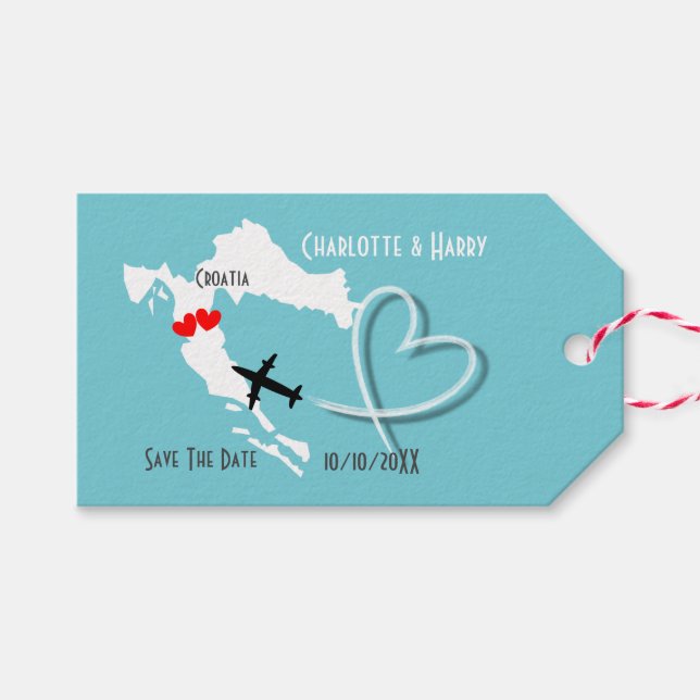Étiquettes-cadeau Croatie Mariage Enregistrer La Date (Devant (Horizontal))