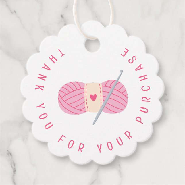 Étiquettes Cadeau Crochet Crochet Merci sur mesure Petite entreprise (Devant)