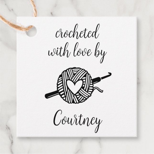 Étiquettes Cadeau Crocheté Avec Amour (Devant)