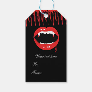 Étiquettes-cadeau Crocs de Vampire Sang Dracula Faveur de Fête d'Hal