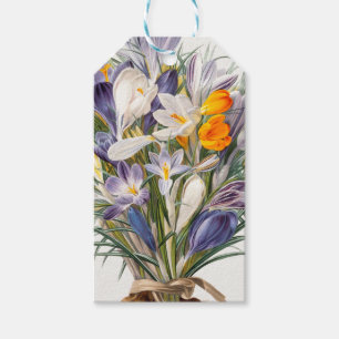 Étiquettes-cadeau Crocus Spring Flower Botanique Floral Art