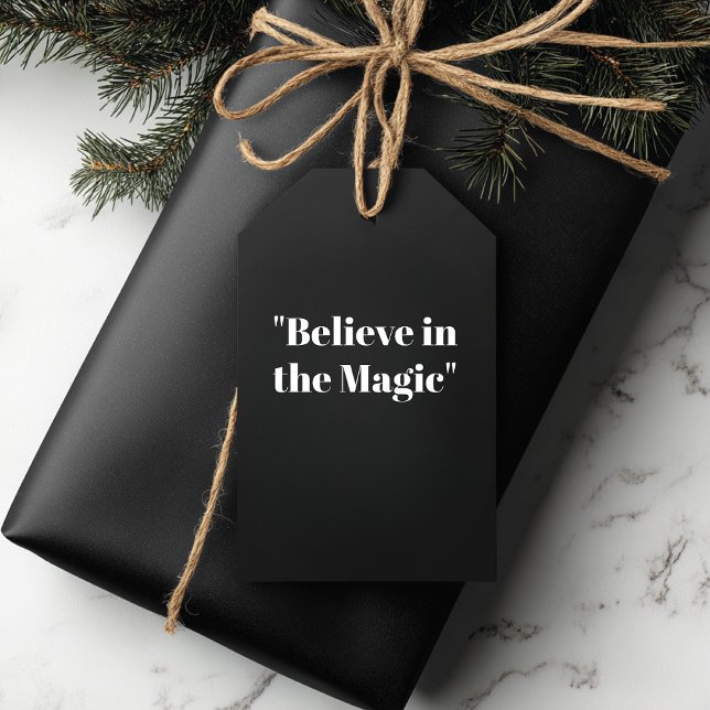 Étiquettes-cadeau "Croire en la magie" Noir et Blanc Élégant (Créateur téléchargé)