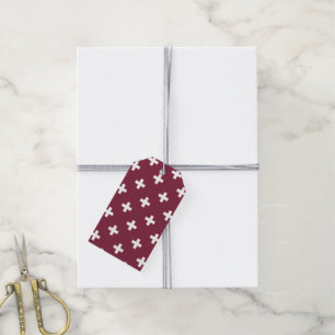 Étiquettes-cadeau Croix blanches de polka sur la mûre