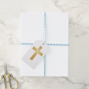 Étiquettes-cadeau Croix de l'or chrétien