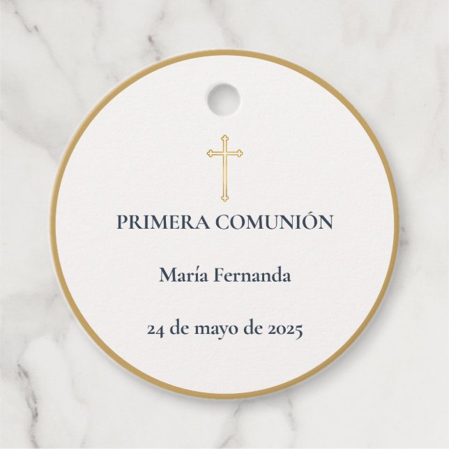 Étiquettes Cadeau Croix de Première Communion (Devant)
