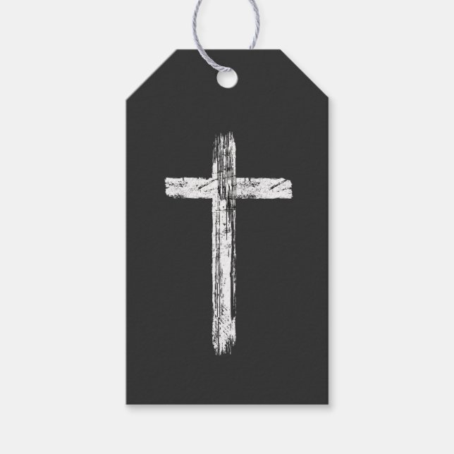 Étiquettes-cadeau Croix Grunge Chrétienne (Devant)
