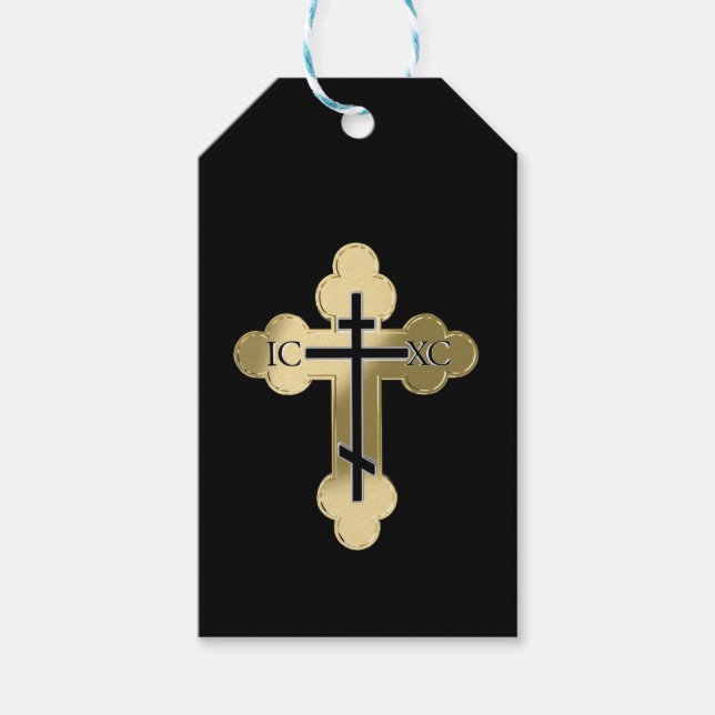 Étiquettes-cadeau Croix orthodoxe chrétienne (Devant)