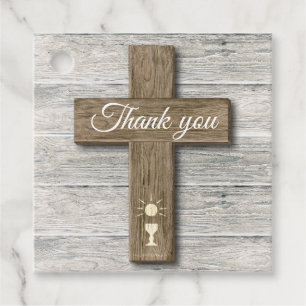 Étiquettes Cadeau Croix Rustique Bois Première Sainte Communion Phot