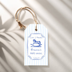 Étiquettes-cadeau Croquis de cheval bleu baby shower en faveur