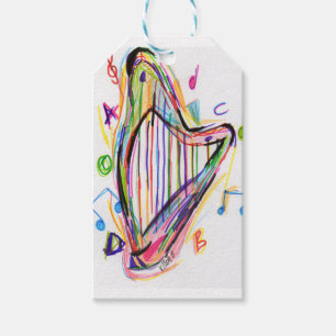 Étiquettes-cadeau Croquis d'harpe - arc-en-ciel