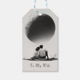 Étiquettes-cadeau Croquis romantique d'un couple avec texte personna