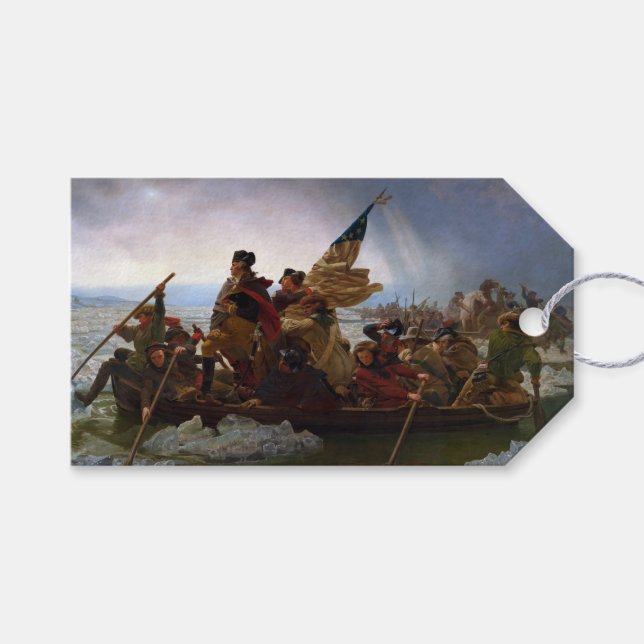 Étiquettes-cadeau Crossing Delaware 1776 : Général George Washington (Devant (Horizontal))