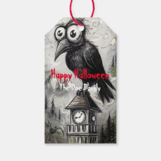 Étiquettes-cadeau Crow noir gothique et tour Halloween Éffrayant
