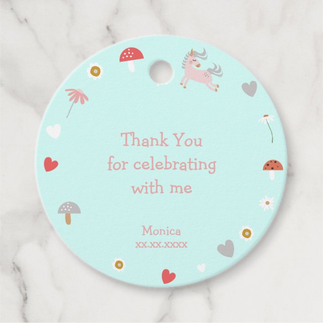 Étiquettes Cadeau Croyez en magie anniversaire de enfant licorne mer (Devant)