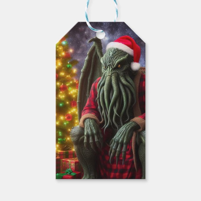 Étiquettes-cadeau Cthulhu Noël Creepmas Joyeux Cthulhumas (Devant)