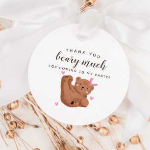 Étiquettes Cadeau Cub Ours Merci Béarder beaucoup Fille Anniversaire