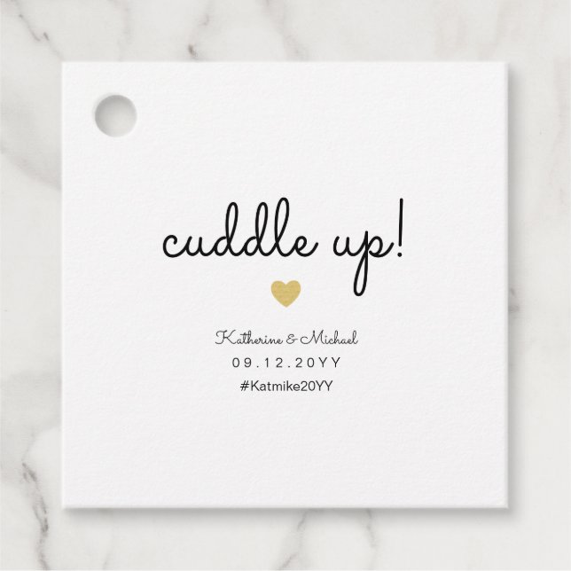 Étiquettes Cadeau Cuddle Up Winter Wedding Blanket ou Shawl Rustic (Devant)