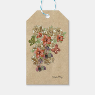 Étiquettes-cadeau Cuir authentique et art suède