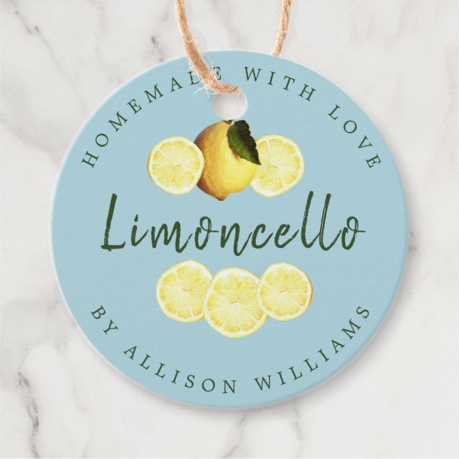 Étiquettes Cadeau Cuisine personnalisée en bleu limoncello (Devant)