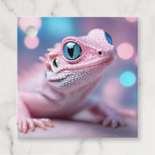 Étiquettes Cadeau Cuisine Petit Lézard Rose aux Grands Yeux Bleus
