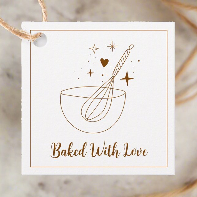 Étiquettes Cadeau Cuit avec amour l minimal Ustensile Cuisine de bou (Créateur téléchargé)