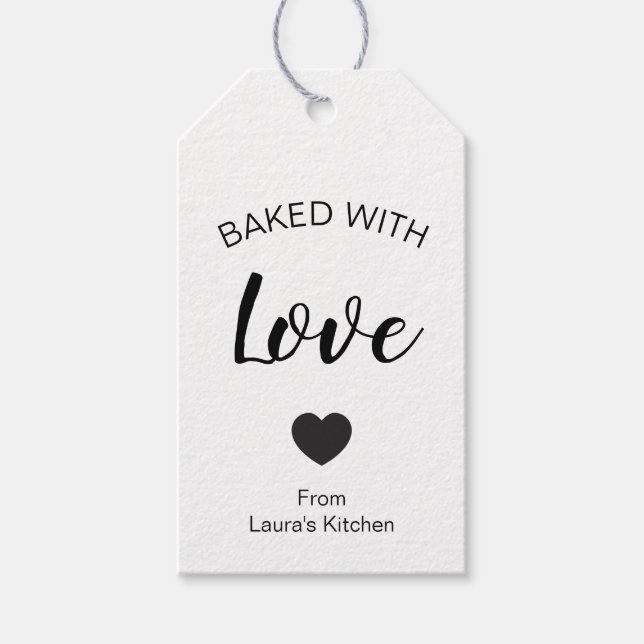 Étiquettes-cadeau Cuit avec amour pour les cadeaux alimentaires fait (Devant)