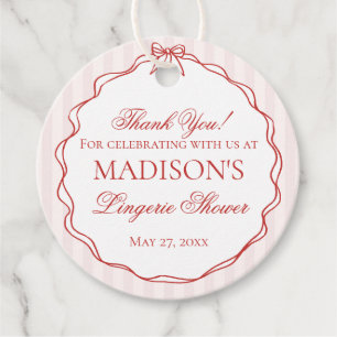 Étiquettes Cadeau Culotte de douche lingerie cœur rose et rouge fête