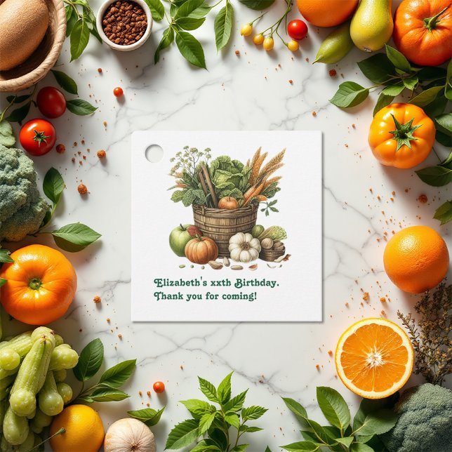 Étiquettes Cadeau Cultivé localement - Fête d'Anniversaire Agricole (Locally Grown - Farm-Fresh Birthday Party Favor Tags)