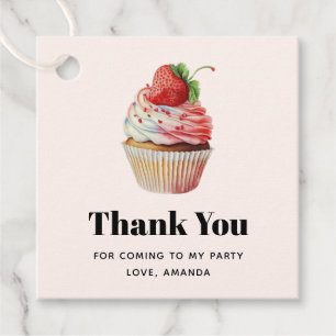 Étiquettes Cadeau Cupcake de fraises Merci dessert sucré