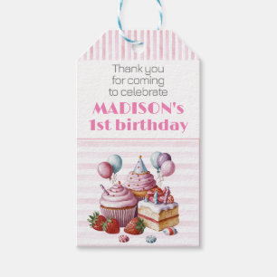 Étiquettes-cadeau Cupcake douce fête d'anniversaire fille Aquarelle 