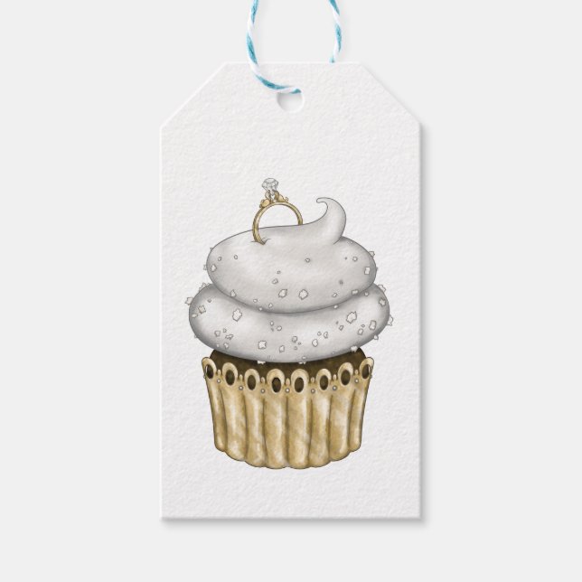 Étiquettes-cadeau Cupcake Fiançailles doux (Devant)