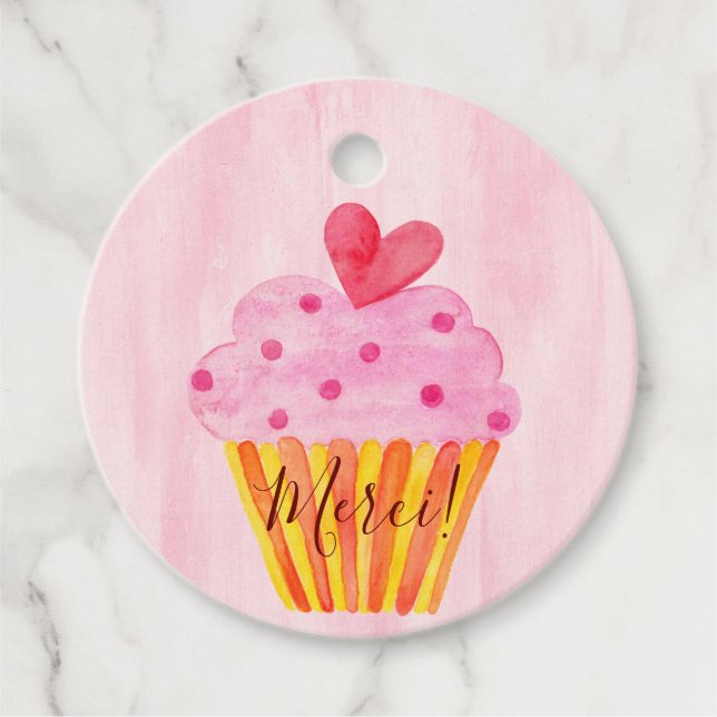 Étiquettes Cadeau Cupcake merci - Merci (Devant)