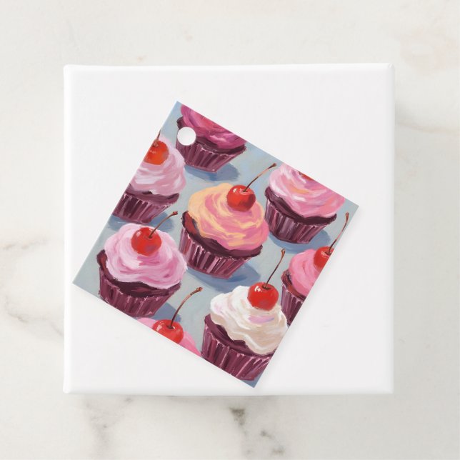 Étiquettes Cadeau Cupcakes aux cerises congelées | Fête d'anniversai (En situation)