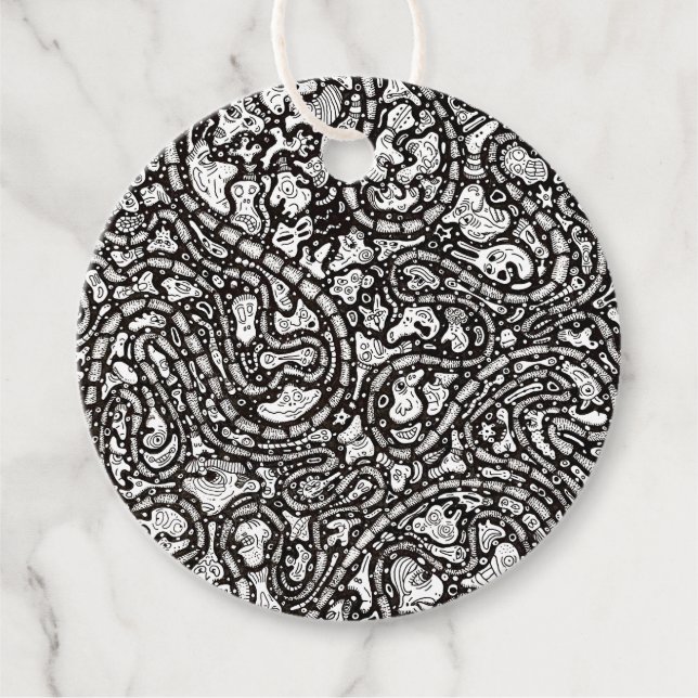 Étiquettes Cadeau Curvy Twisty Cartoon Weird Faces Design (Devant)