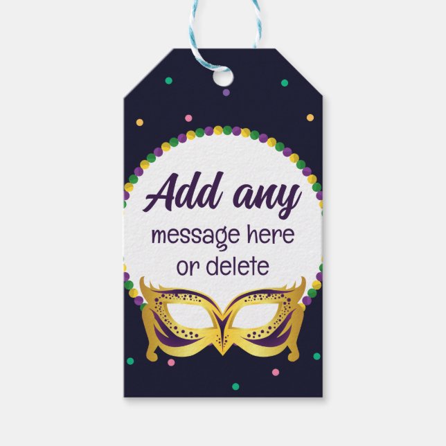 Étiquettes-cadeau CUSTOM Mardi Gras Theme Party Fun perles festives (Devant)