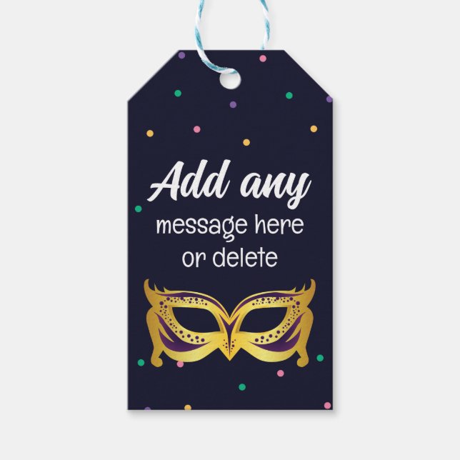 Étiquettes-cadeau CUSTOM Mardi Gras Theme Party Fun perles festives (Devant)