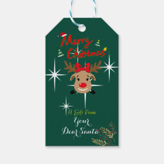 Étiquettes-cadeau Custom Reindeer Merry Christmas Holiday