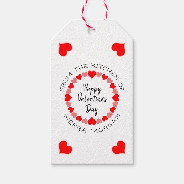 Étiquettes-cadeau Custom Valentine's Day Coeur Wreath Cuisine Traite (Devant)