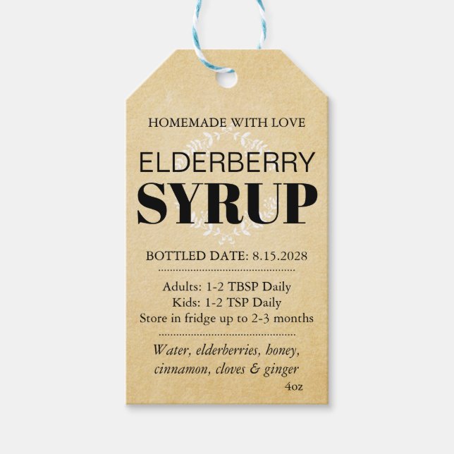 Étiquettes-cadeau Customizable Elderberry Syrup Label ZEB_04a (Devant)