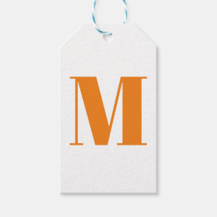 Étiquettes-cadeau Customize monogram orange blanc