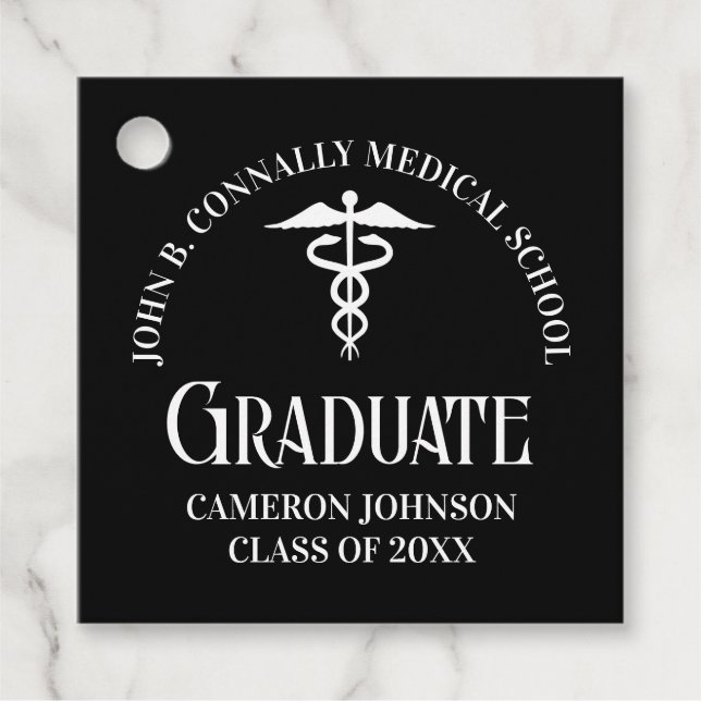 Étiquettes Cadeau Customized Black Medical School Graduation Party (Devant)