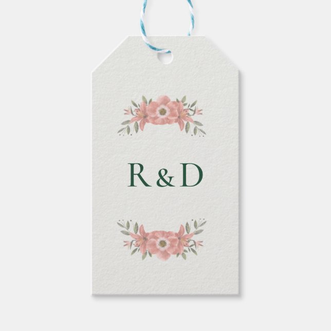 Étiquettes-cadeau Customized Initials Blush Garden Wedding Favor (Devant)