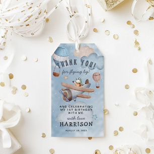 Étiquettes-cadeau Cute Aquarelle Avion Boy Merci