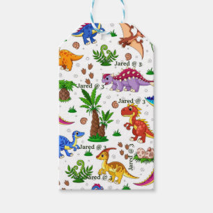 Étiquettes-cadeau Cute Aquarelle Enfants Anniversaire Dinosaure Merc